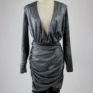 Silver Sparkle Wrap Dress